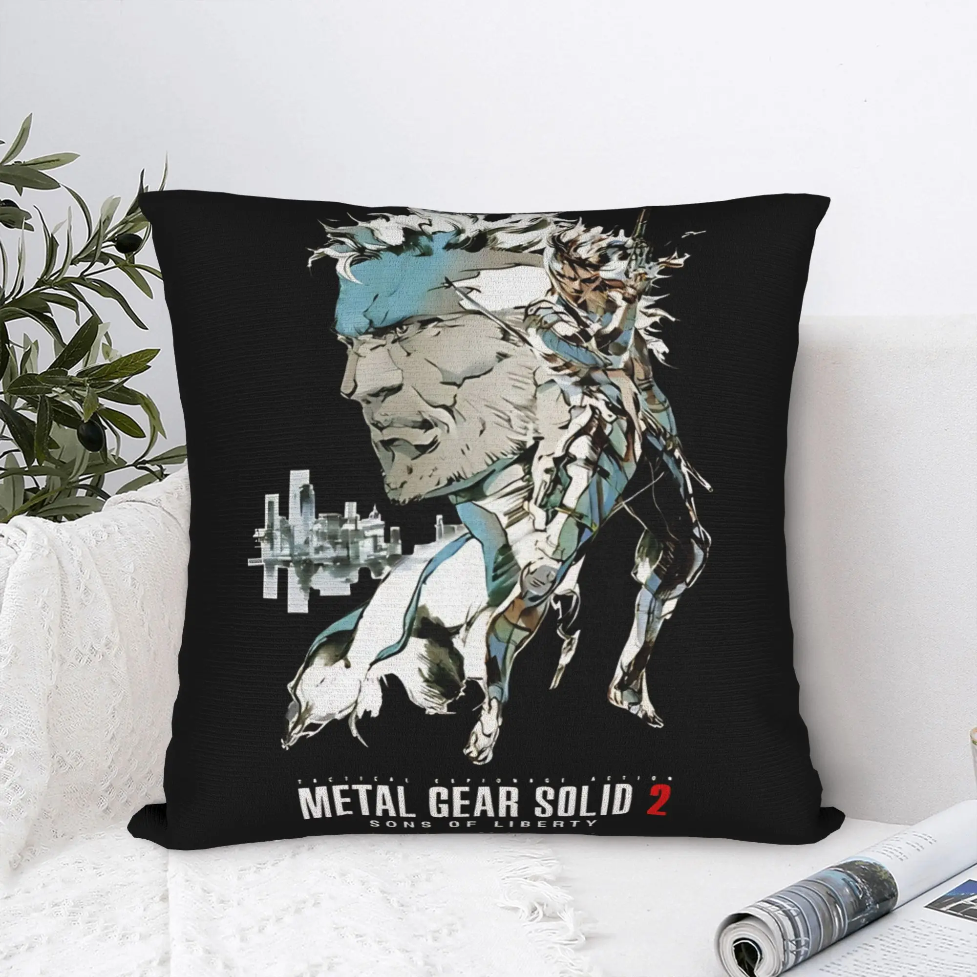 Kopie von MGS 2 Metal Gear Solid Raiden Negative Pillow Cover Funny Pillow Case For Living Room Bed Chair Comfy Pillowcases Gift