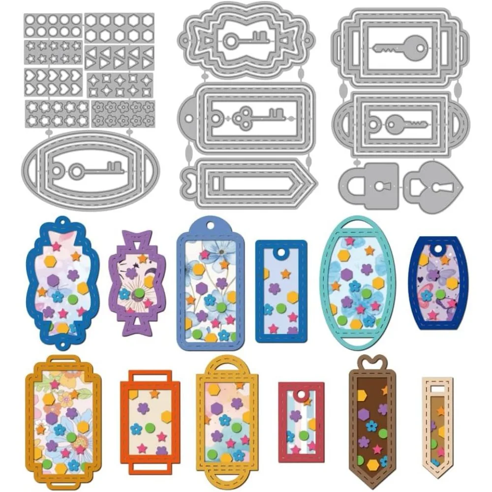 Keychains Shakers Labels Cutting Dies Keys Locks Metal Die Cuts Template Various Geometric Figures Embossing Carbon Steel