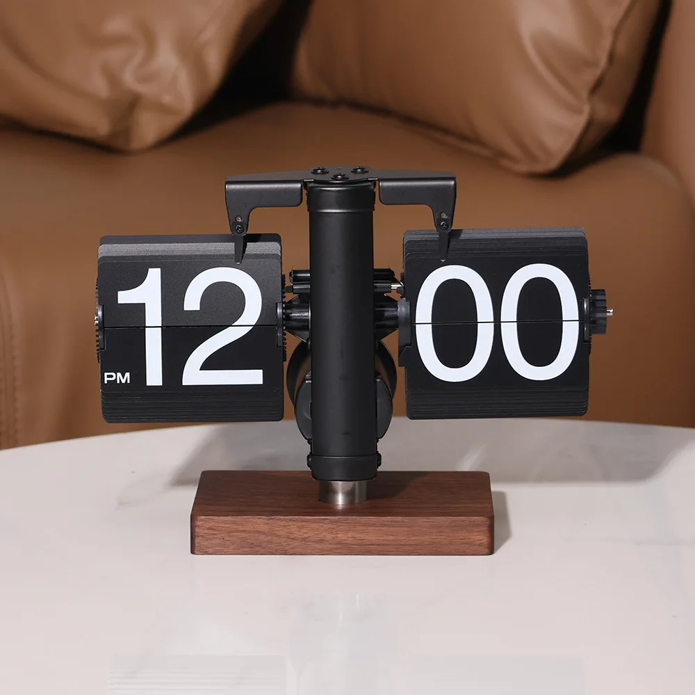 Luxury Silent Automatic Flip Clock Digital Desktop Art Modern Home Office Unique Minimalist Decor Creative Gift Idea