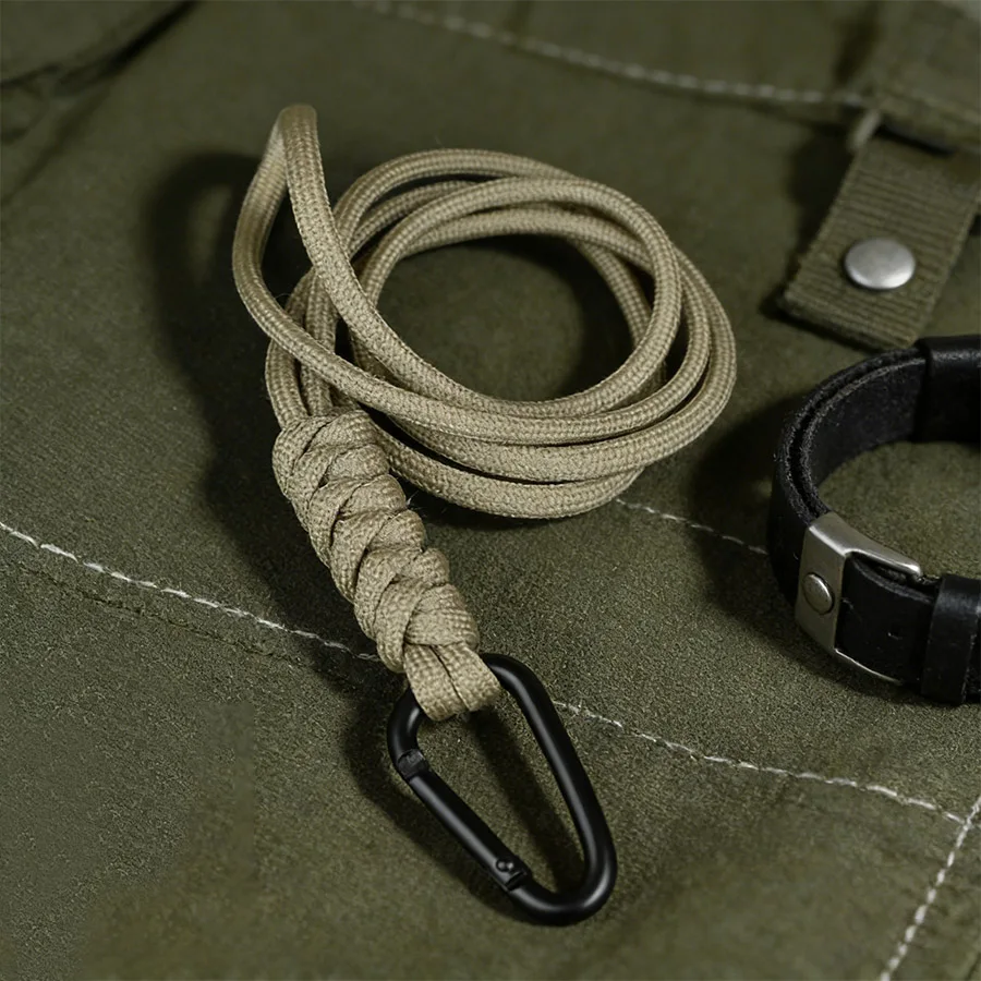 Paracord Lanyard Keychain Outdoor Rope Key Strap Carabiner Clip Utility Bag Key Holder Tactical Style Accessory Gift