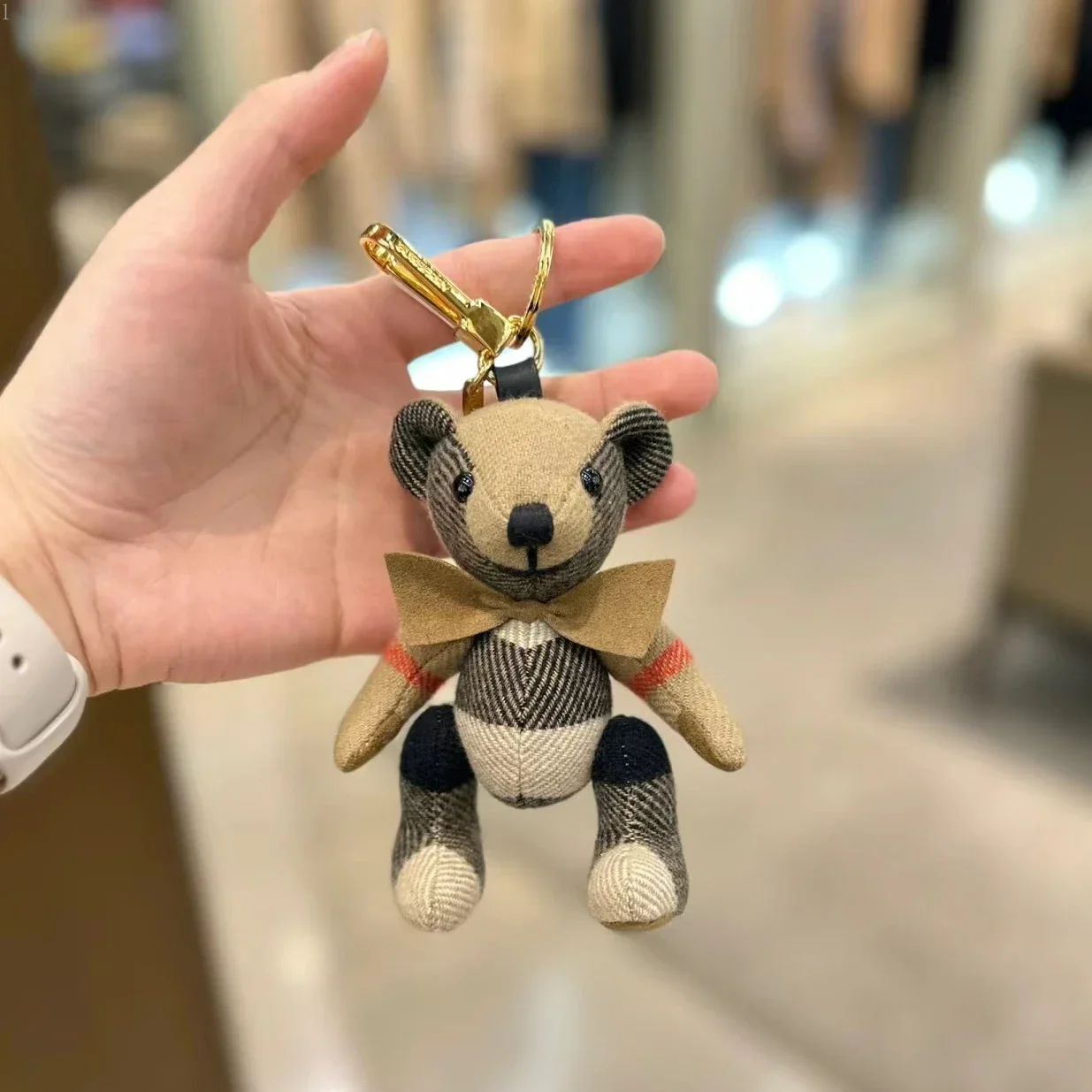 Coats Thomas Bear Pendant Home Car Decoration Classic Check Dress Bear Bag Key Pendant Cashmere Old Money Doll Gift with Box