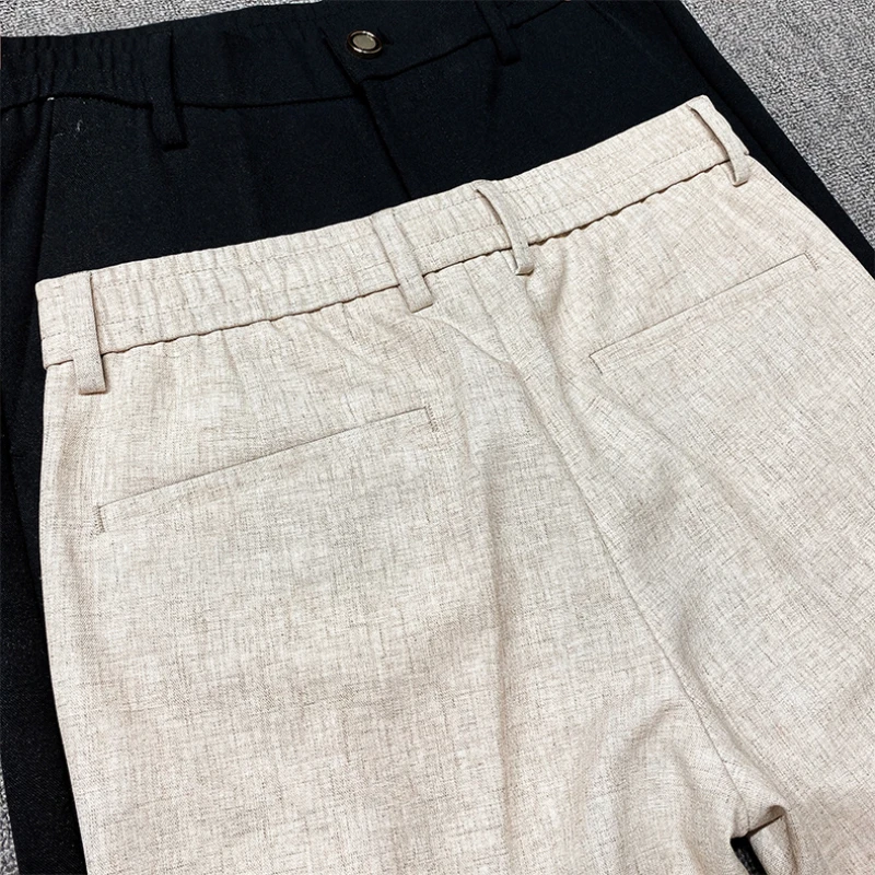 2024 Spring Summer New Men\'s Pants Lightly Mature Slim Fit Draping Linen Pants, Solid Color High Quality Classic Business Pants