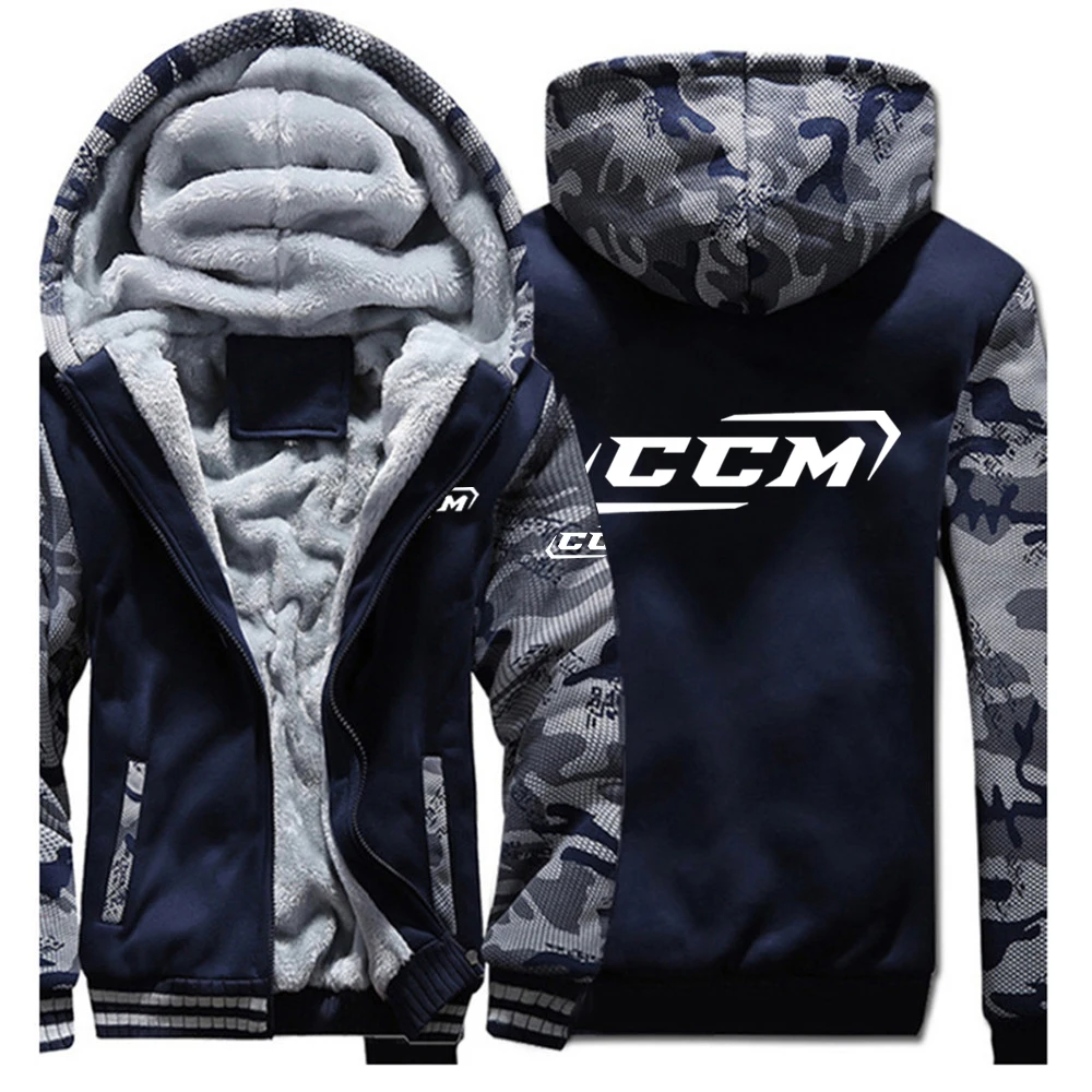 CCM New Men's Hoodies Jacket Warm Winter Thick Warm Fleece Zipper Hoodies Coat Casual Tracksuit Sportwear Male Sweatshirts