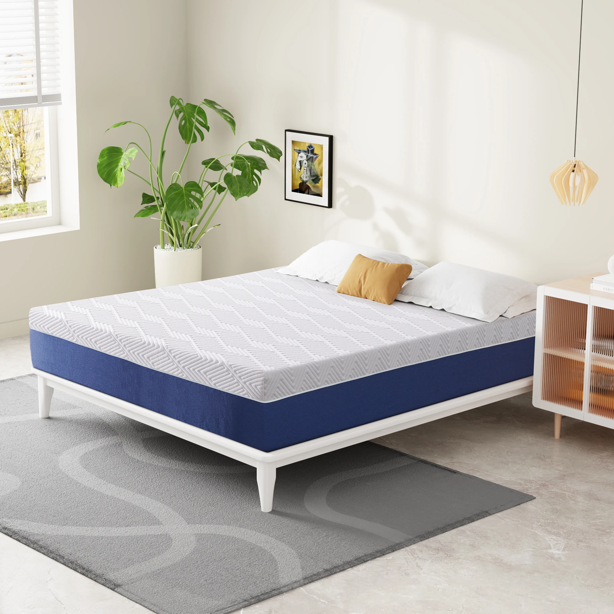 *8 Inch Cooling Airflow Twin Size Mattress Comfortable Sleeping Multilayer Memory Foam Removable Cover Hotel Use