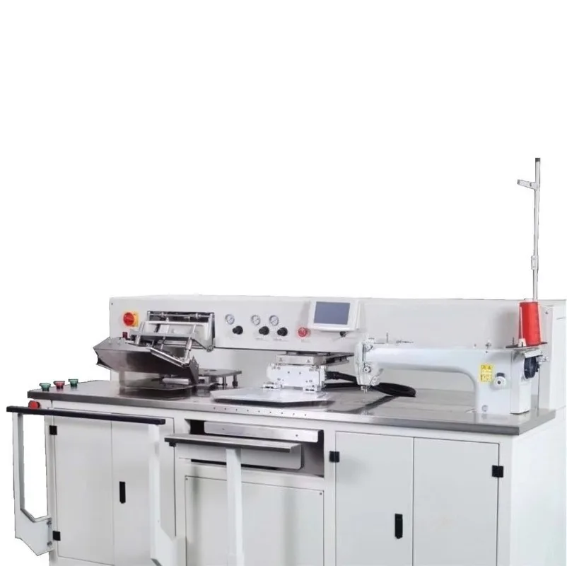 QS-120MT-C 자동 후디 포켓 세터 다림질 필요 없는 스포츠웨어 캥거루 포켓 부착 산업용 재봉틀