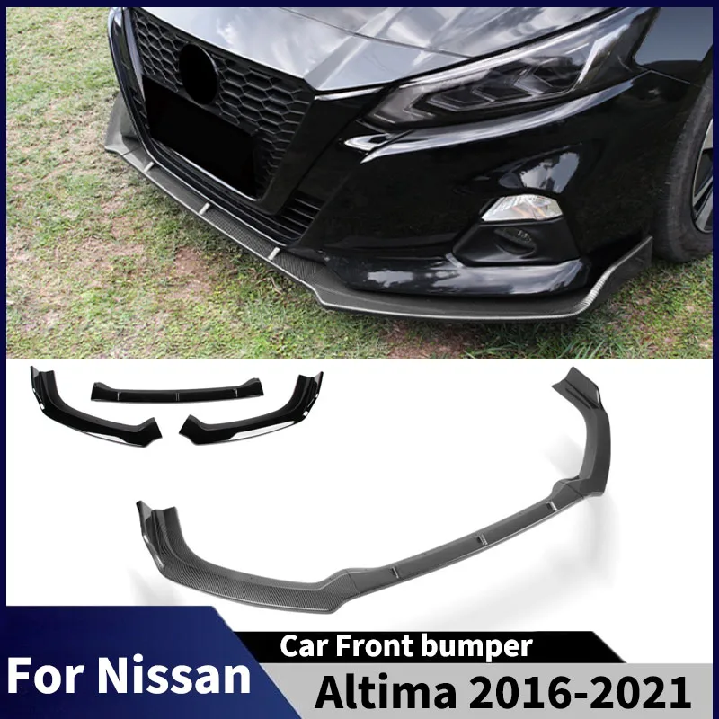 

3 шт. для Nissan Altima 2016 2017 2018-2021, автомобильный передний бампер, разделитель губ, детали, спойлер переднего лезвия, комплекты кузова, аксессуары для тюнинга