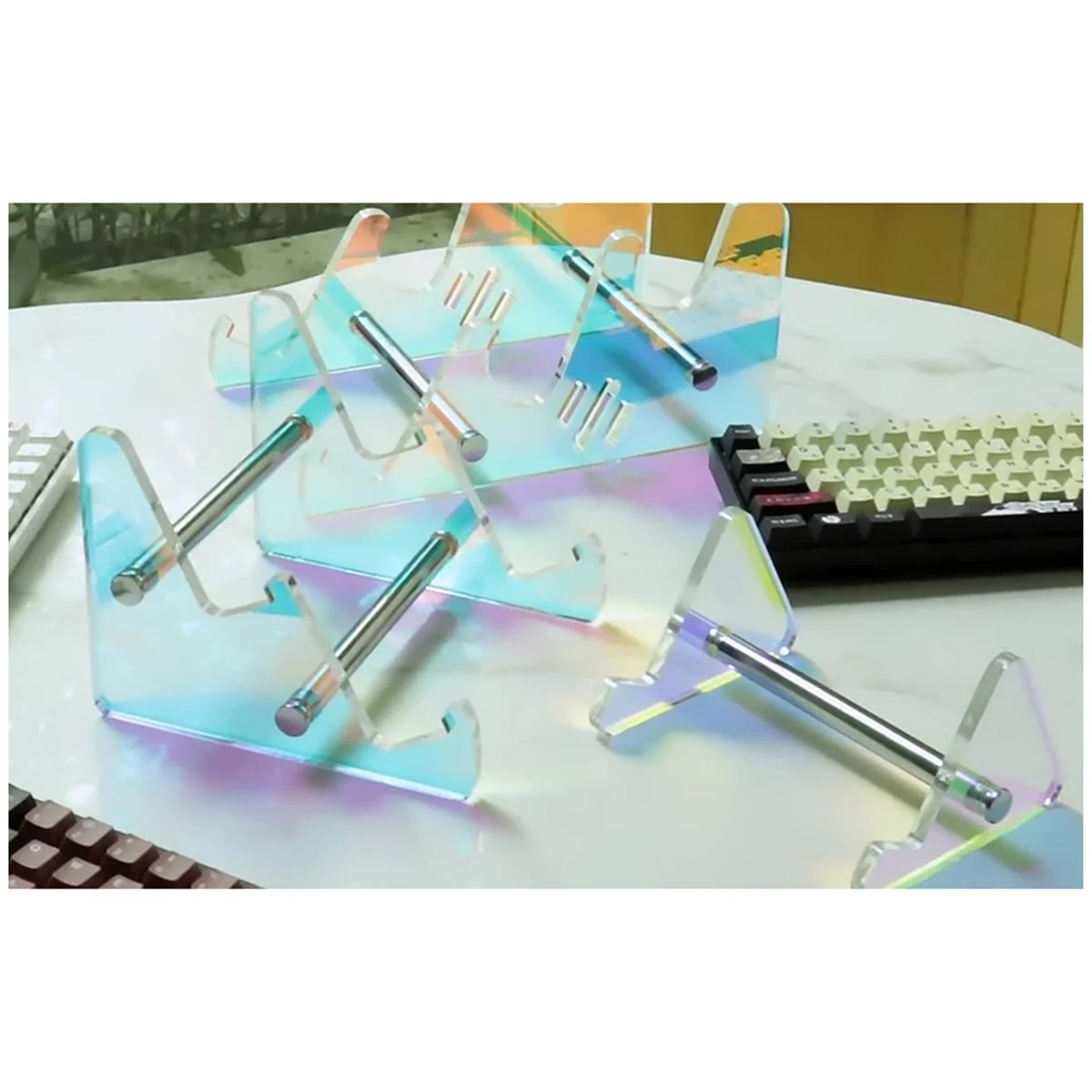 QA06R Removable Multicolor Acrylic Keyboard Stand Transparent Desktop Tray Computer Keyboard Tray Stand Multicolor 3 Layers