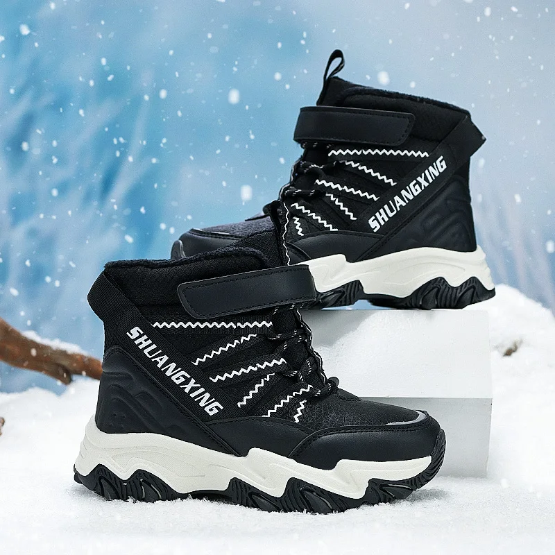 

Зимние детские зимние ботинки, новая модная плюшевая теплая нескользящая детская хлопковая обувь, износостойкие уличные ботинки для мальчиков 2025 года, кроссовки