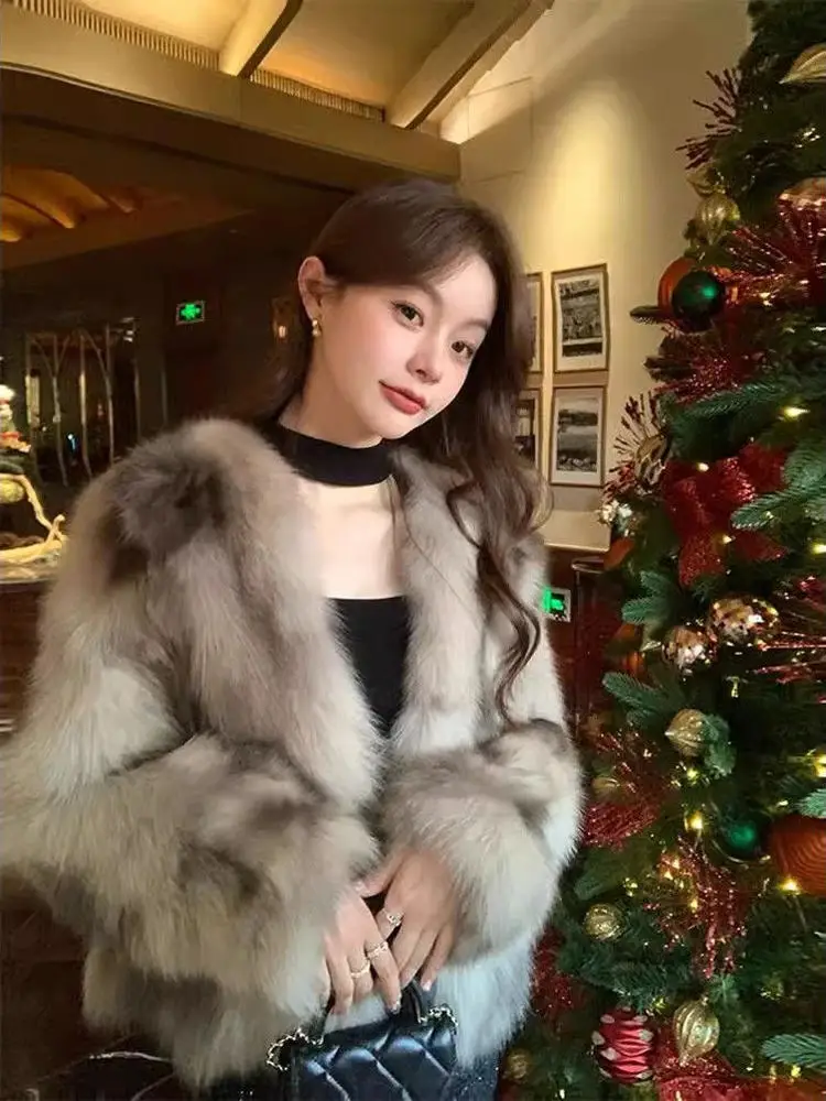 

Young Faionable ort Fur Coat Women's Winter New Arrival Eco-friendly Warmth Universal Fit Loose Sle V-ne Long Sve