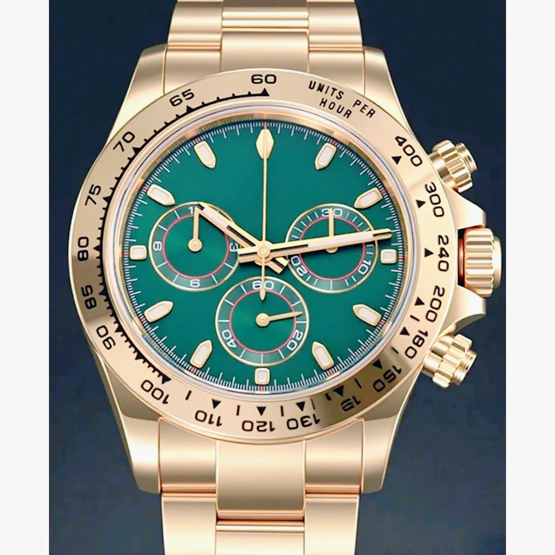 

Sleek Polished 40mm 2026 New Arrival Mens Luxury Automatic Mechanical Watches 904L Stainless Steel Rose Gold Accents Soft Black