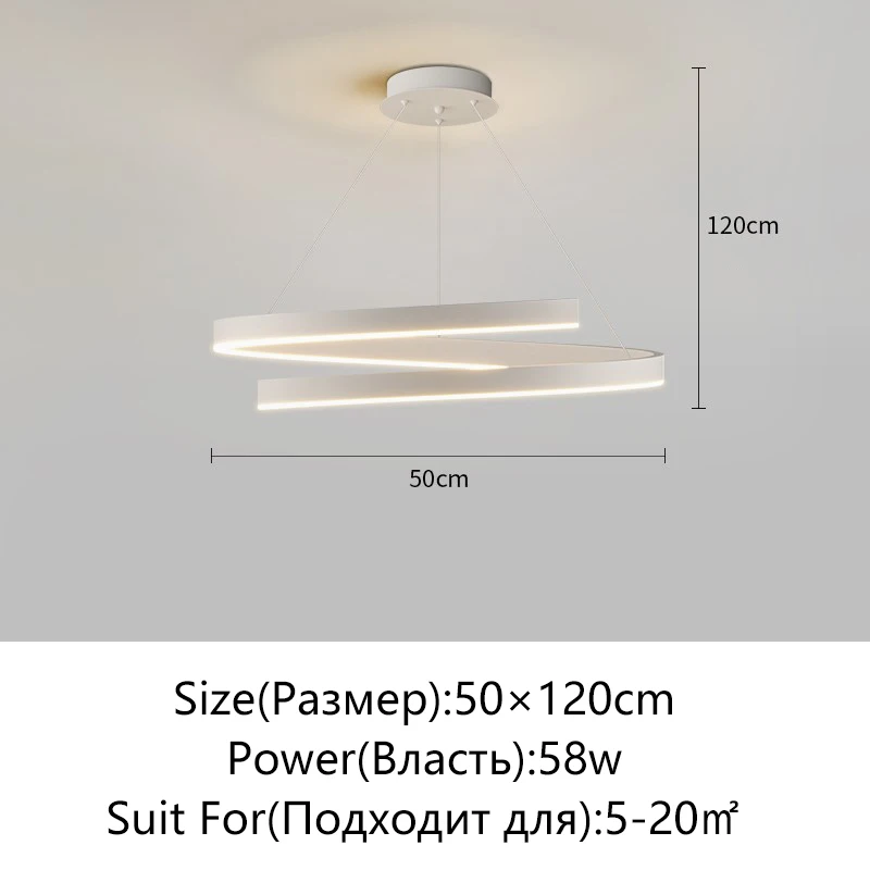 KAGU Spiralförmiger Kronleuchter in Schwarz/Weiß für Wohnzimmer, Esszimmer, Küche – runde Deckenbeleuchtungskörper, modern, für den Innenbereich, dimmbar, oberflächenmontiert 3