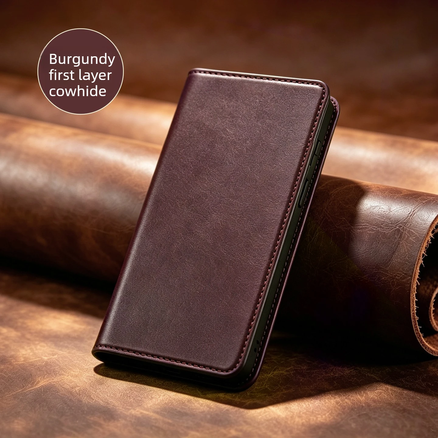Genuine Leather Magnetic Flip Case for OnePlus 16 15 15T 13 12 11Pro Fine Hole Lens&Kickstand Full Coverage Protection Case 16