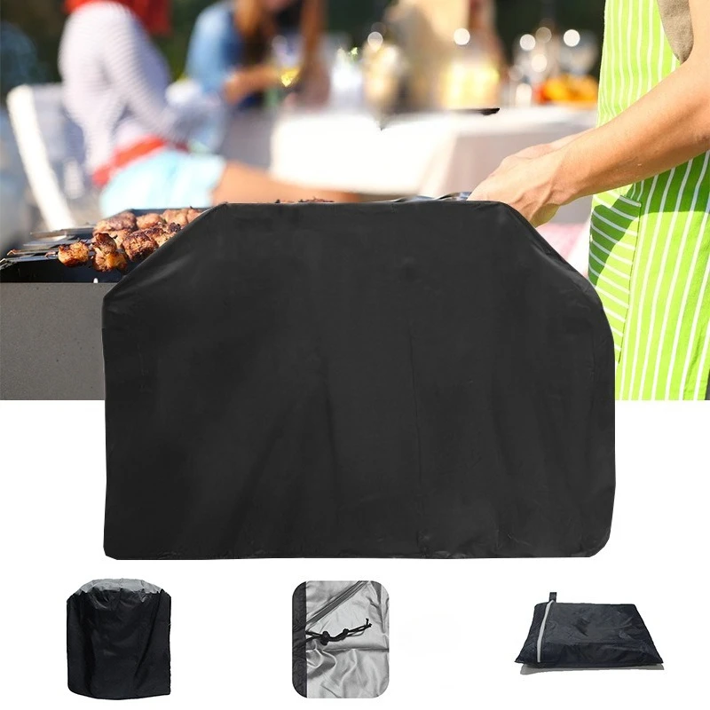 

Waterproof BBQ Cover Outdoor Barbecue Rain Anti-Dust Heavy Duty Gas Grill Cover with Hem Drawstring Barbecue Accessories
