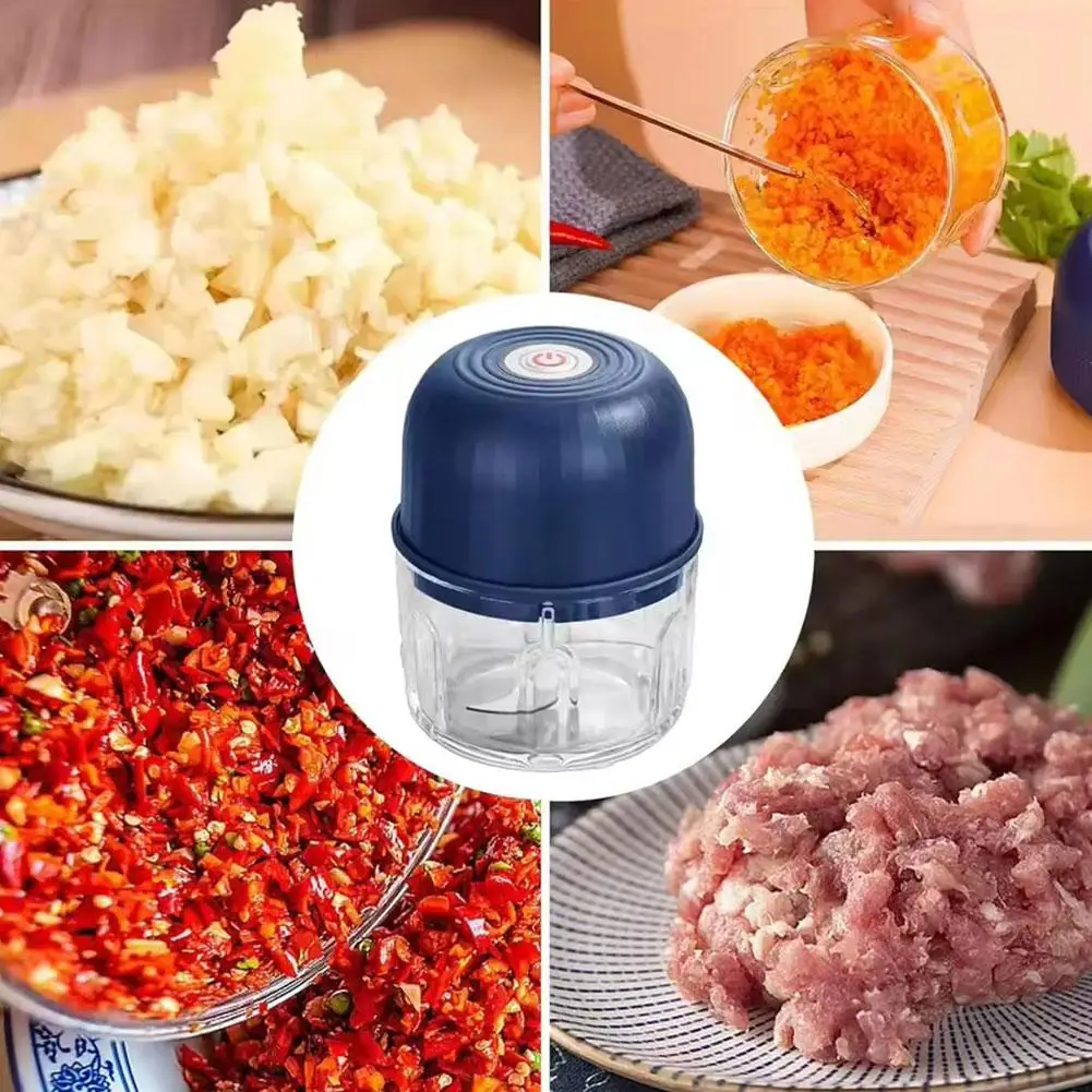 Mini Electric Garlic Chopper Portable USB Charging Food Processor Waterproof Veggie Onion Meat Grinder BPA Free Kitchen Tools - view 5