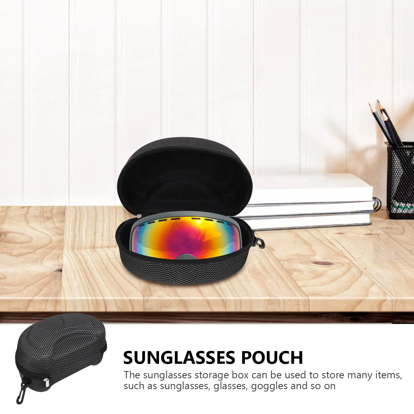 

Motorcycle Goggles Bag Sunglasses Pouch Case Black Durable Sports EVA Material Glasses Storage Travel Accessory Student Office
