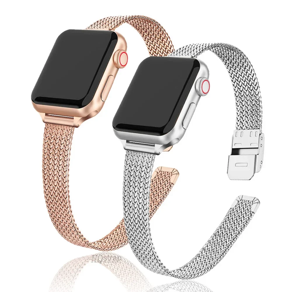 Slim Women Strap for Apple Watch Metal Band 40mm 41mm 45mm 44mm 38mm 42mm Iwatch Series 7 6 SE 5 4 3 Fine Wristband Fashion belt