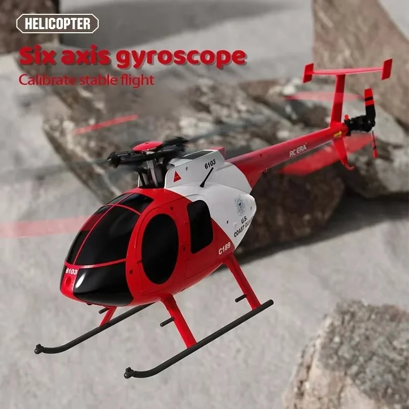 1: 28 C189 Aeronave de controle remoto Rc Helicóptero Tusk Md500 Modelo de simulação dupla sem escova Modelo giroscópio de 6 eixos Brinquedo para presente