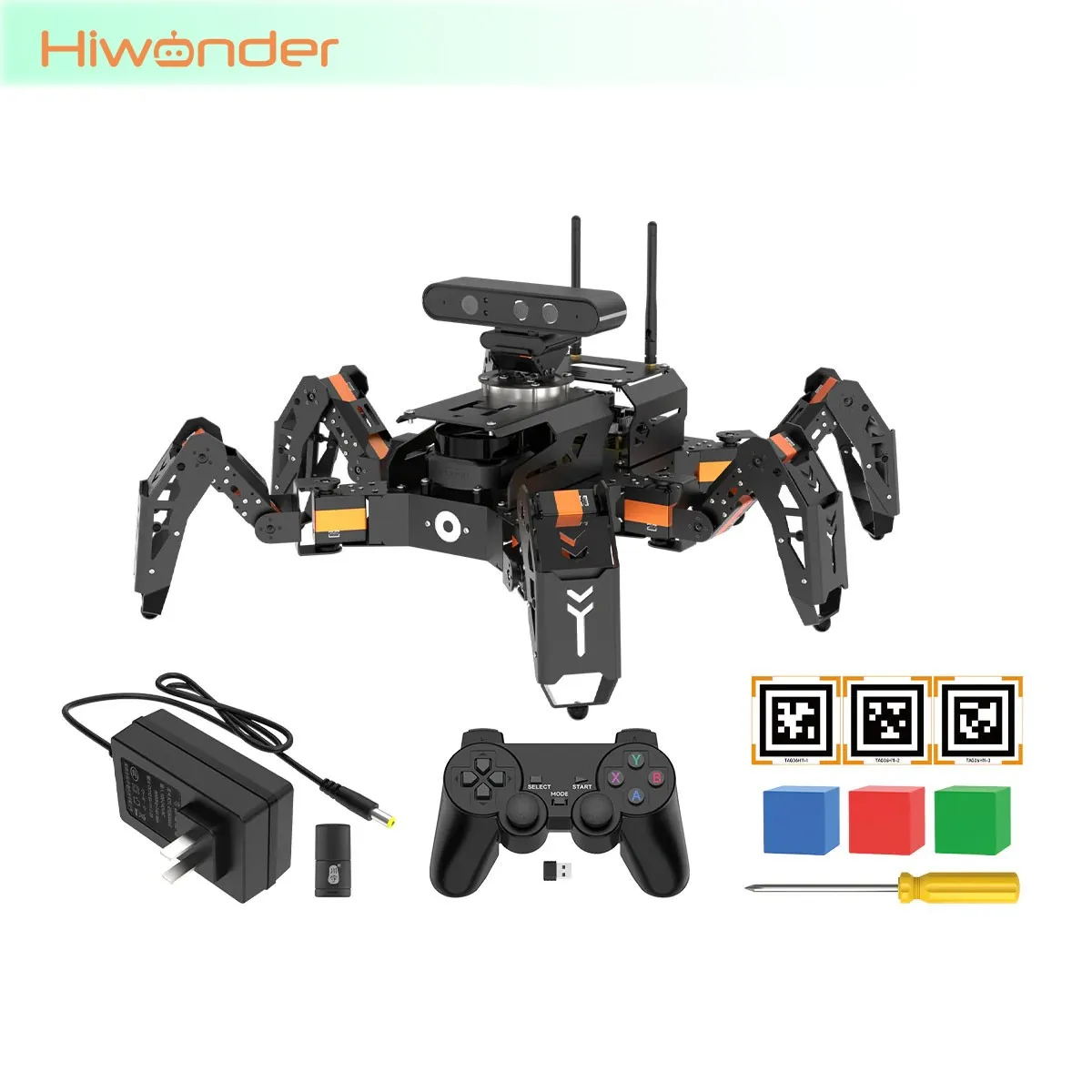 Robot Hiwonder ROSpider ROS Hexapod con Jetson Nano (4 GB), matriz de micrófonos de 6 canales, LiDAR y cámara de profundidad