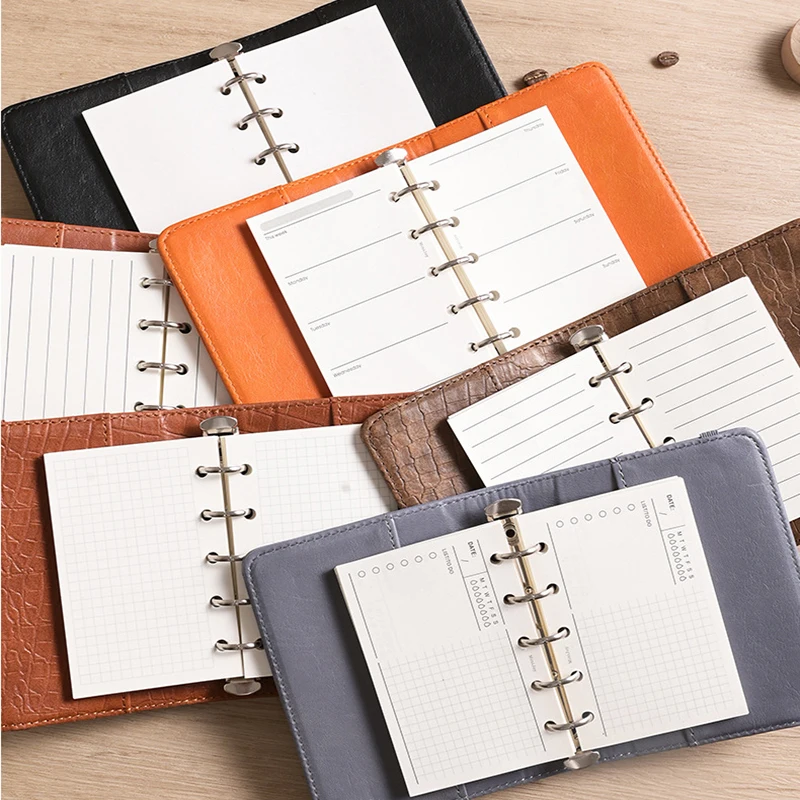 Imagem -05 - Mini Caderno Fichário a8 Folhas Soltas Couro Macio Bloco de Notas m5 Portátil Bolso com 40 Páginas Internas em Branco