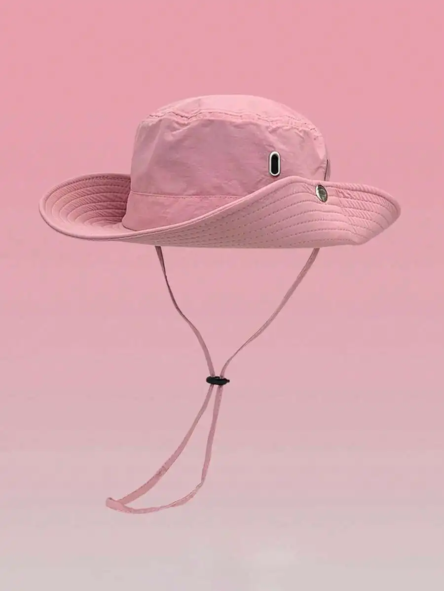 

Women's Outdoor Sun Hat With Ponytail Hole For Summer Uv Protection, Korean Fashion Wide Brim Shawl Bucket Hat