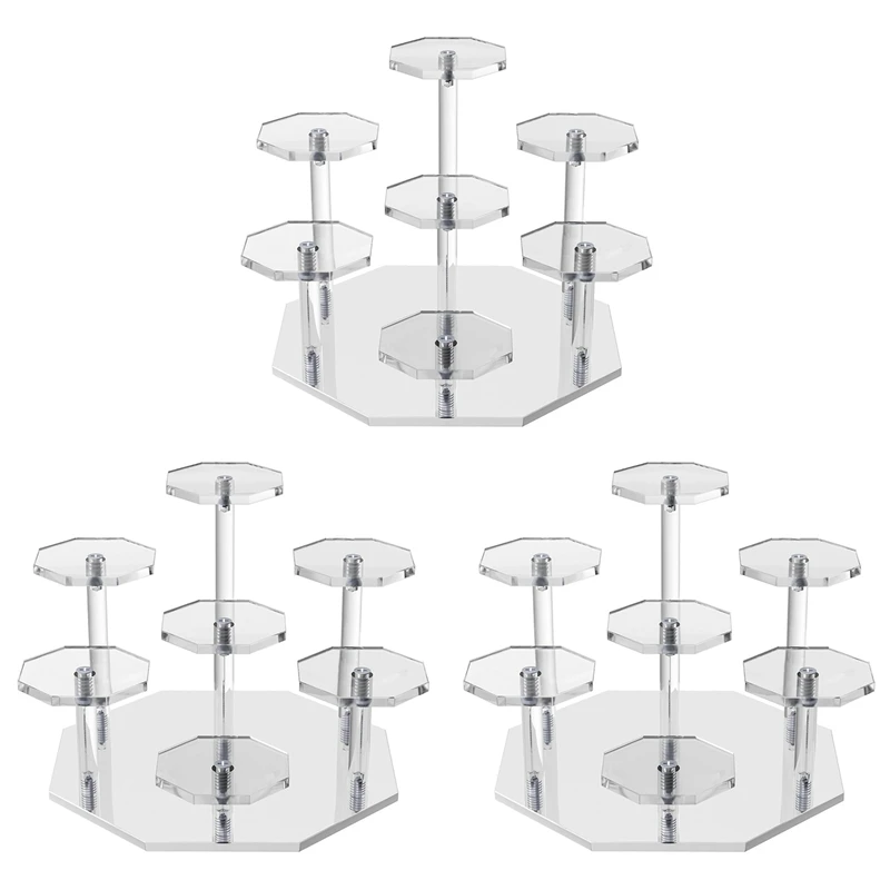 3X Acrylic Risers Display Stand,7Tier Perfume Organizer And Cupcake Stand,Storage Display Stand For Collectibles