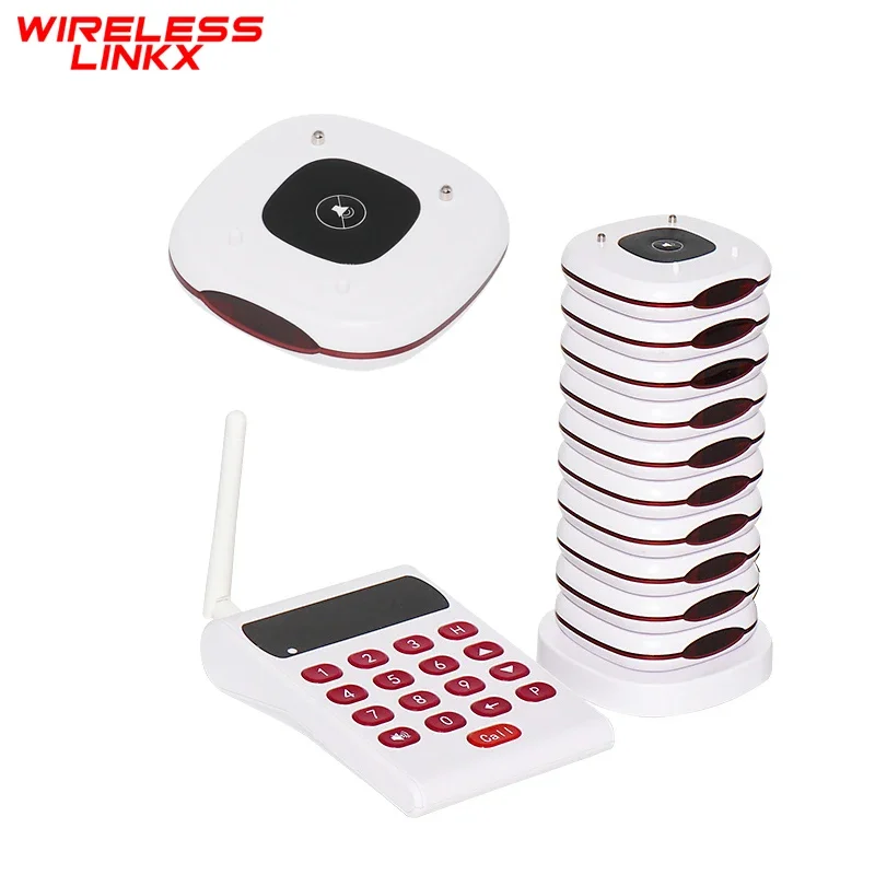 Wireles Customer Queue Pager Calling System White Round Number Restaurant Pager For Clinic Coffee Food Dessert