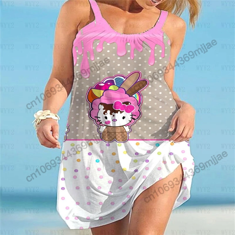 HHelloKitty Women's T-shirt Beach Dresses Summer Clothes for Women Tops Woman Clothing Zevity Y2k Top 2023 T-shirts Corset Woman