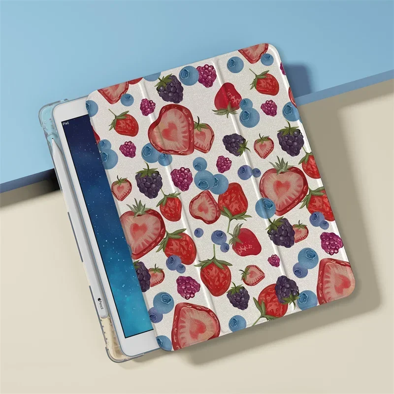 Painted strawberrie Tablet Case for Apple iPad Air 2024 Pro 11 inch Air 5/4 10.9 10th 7/8/9 10.2 Air 3 10.5 inch mini 6 5 4 Case