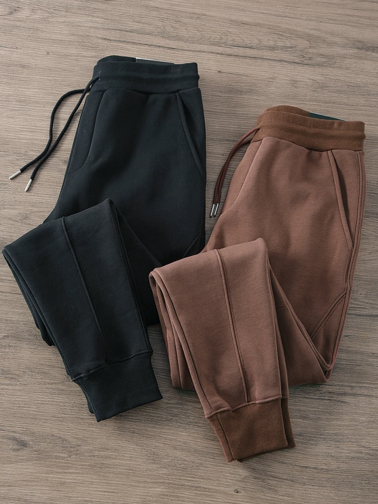 

Men's Fce Lined Thiened Casual Sweatpants Slim Fit 3D Tailoring Spor Pants mid Waist Long Trousers Trendy Autumn Winter