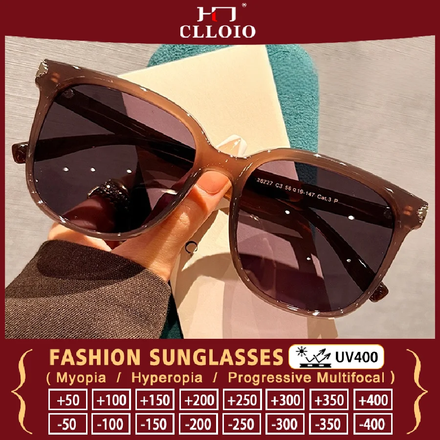 

CLLOIO Men Women Summer UV Protection Driving Safety Sunglasses Fashion Square Frame Travel Prescription Myopia Sun Glasses