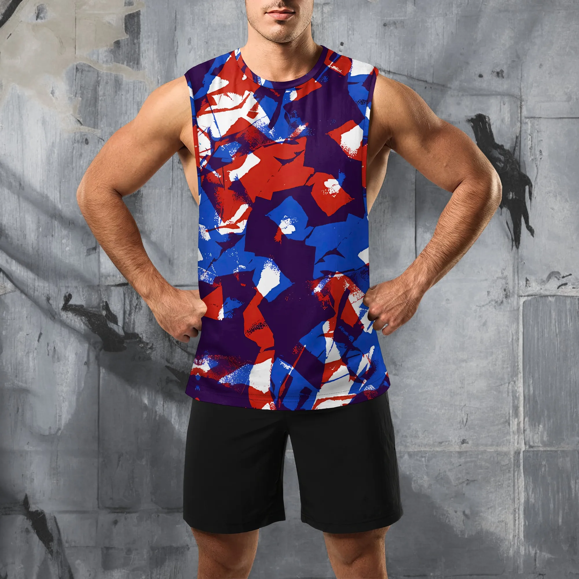 

YEAE Abstract Camo Print Tank Top for Men Summer Casual Sleeveless Sports Vest