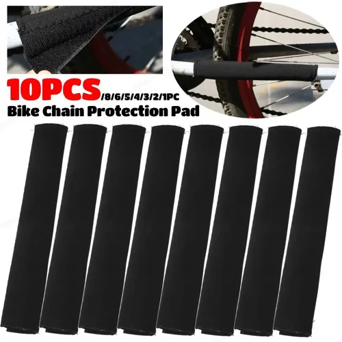 Imagen 2 del producto Protectores de cadena para cuadro de bicicleta, protectores de ciclismo de neopreno para protección de cadena de poliéster negro, accesorios universales para bicicleta, 1-10 Uds.