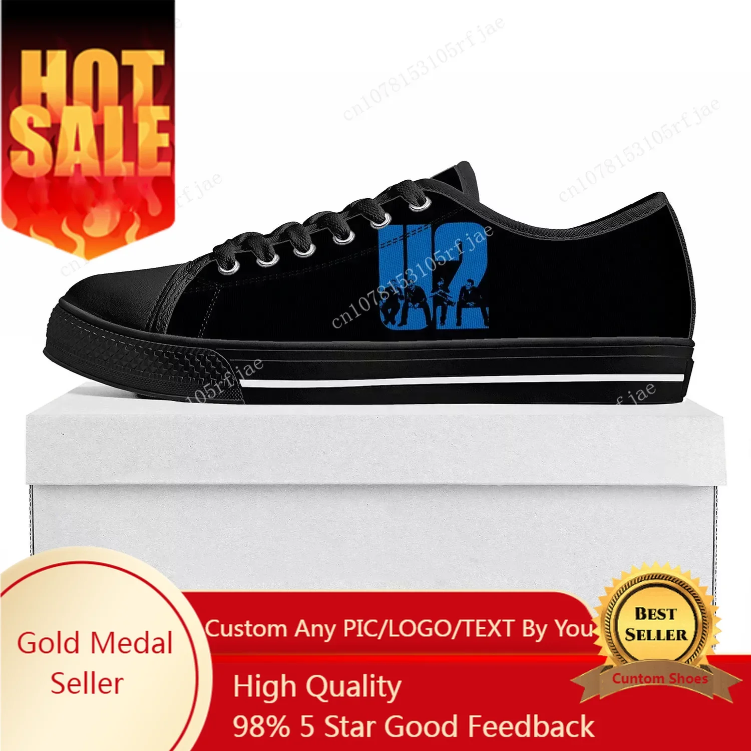 

U2 Rock Band Fashion Punk Low Top Sneakers Mens Womens Teenager Canvas Sneaker Casual Couple Shoes Custom Shoe