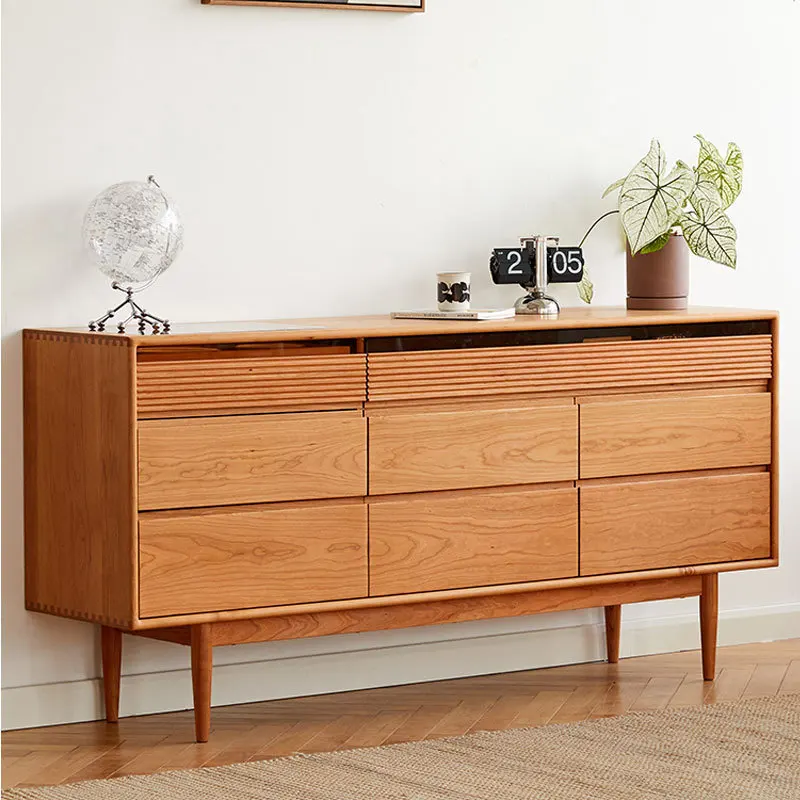 

Nordic retro all-solid wood eight-bucket cabinet, simplified Japanese-style , bedroom, living room storage