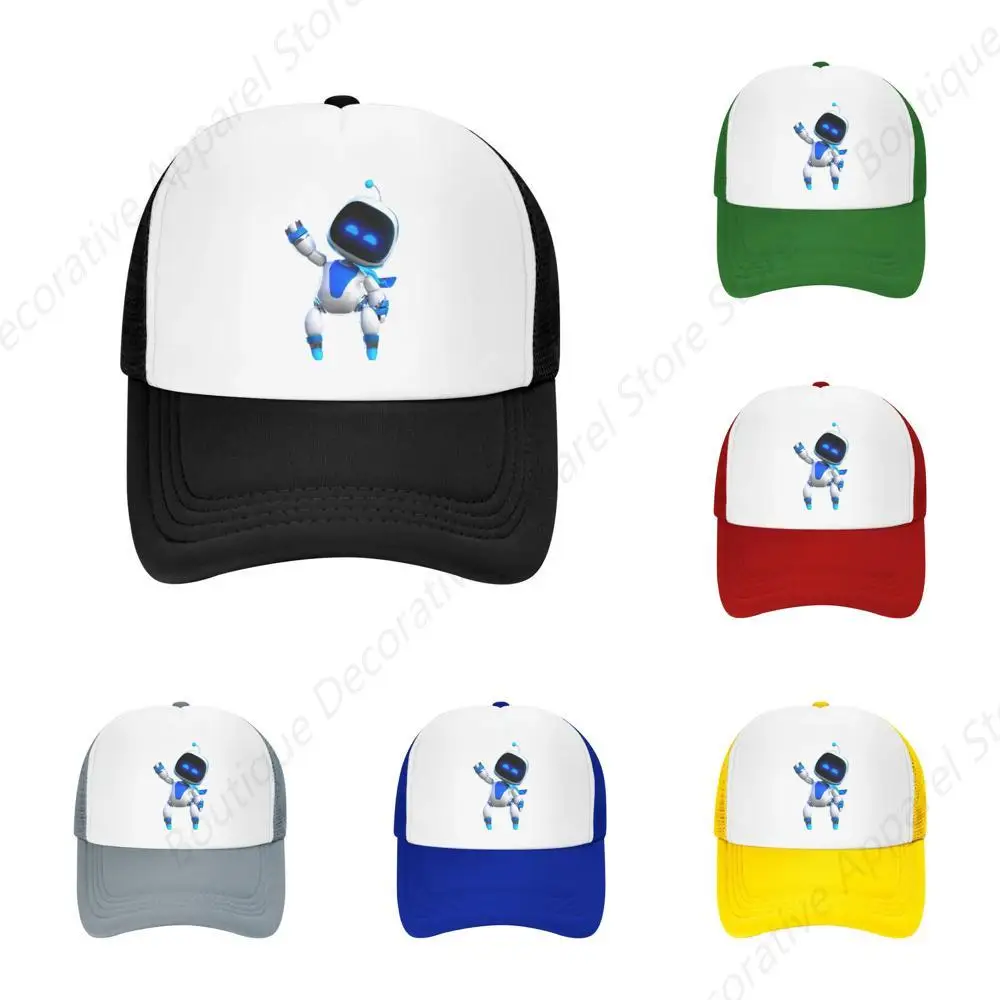 Unisex Astros Playroom Game Astrobot Trucker Hats Vintage Mesh Baseball Cap Polyester Hats Sun Hat Breathable Sun Hats Summer