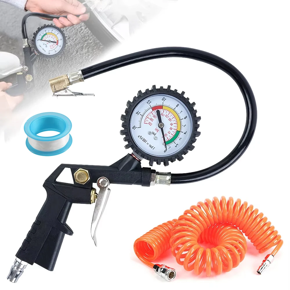 

Манометр в шинах для автомобилей или мотоциклов, используемый для накачивания, дефляции и измерения давления в шинах. Пневматический инструмент.