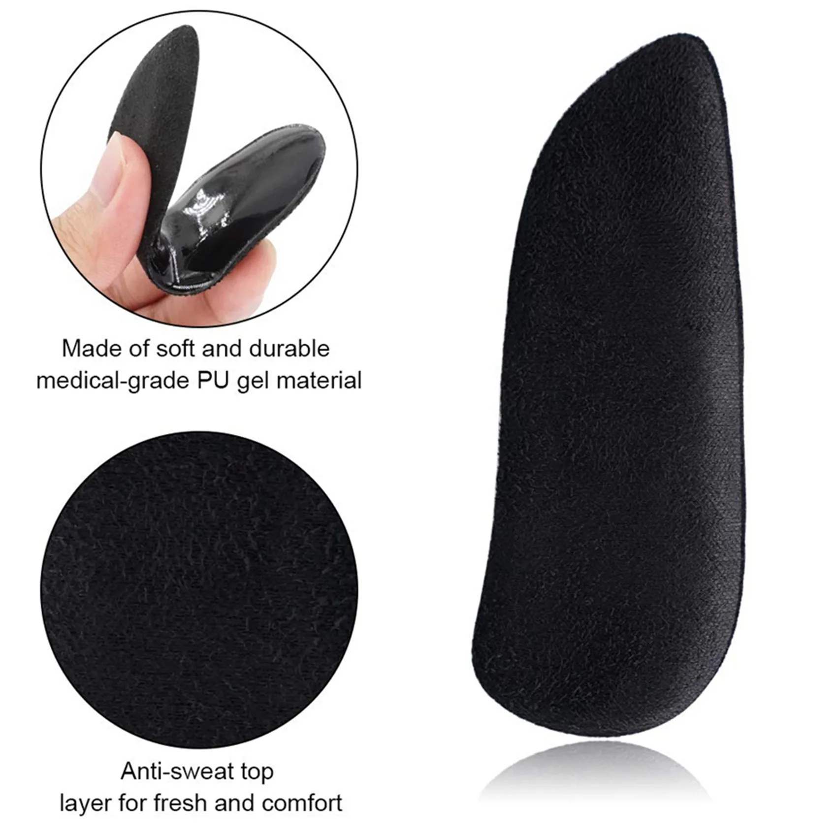 

ABJL-3X Medial & Lateral Heel Wedge Silicone Insoles For Supination And Pronation, Adhesive Gel Shoe Inserts For Bow Legs
