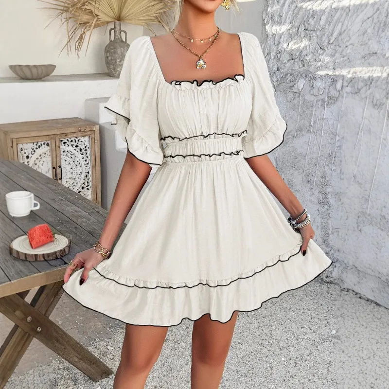 Letnia sukienka maxi dla kobiet na lato 2025 - Elegancka długa, zwiewna sukienka wróżki, moda transgraniczna, styl boho chic, na wesele na plaży dla gościa.