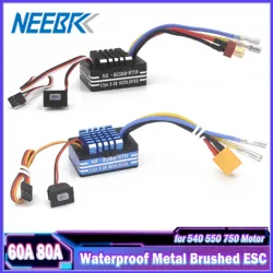 NEEBRC 60A 80A wodoodporny Metal szczotkowany ESC 2-3S BEC 6.5V/5A regulatory prędkości do 540 550 750 pojazdów RC cysterna łodzi