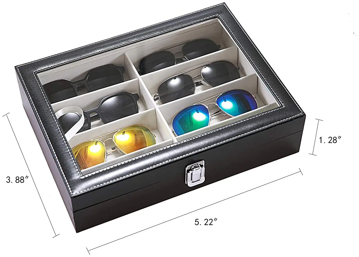 Sunglasses Eyeglass Organizer, 8/12 Slot Eyeglass Storage Box, Multifunction Sunglasses Eyewear Jewelry PU Leather Display Case