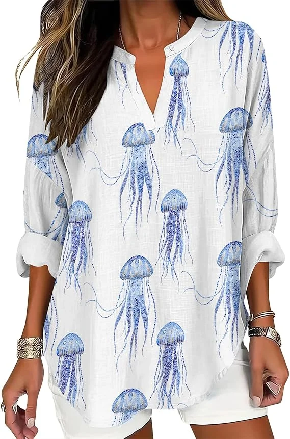 

Women's Classic Dress Shirt Casual Work Office Shirt Top Women's Floral, Cute Pattern, Versatile Comfortable Women's Shirt