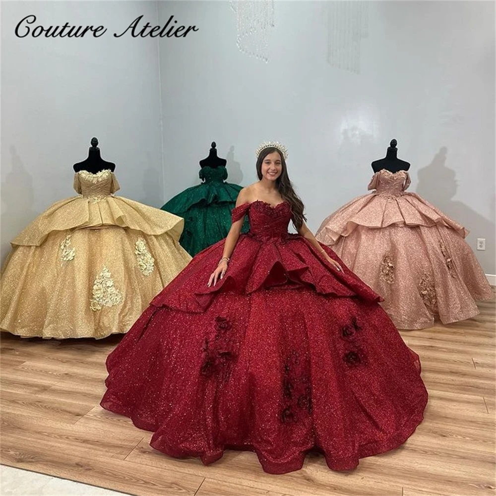 

Debutante Dress 15 Years Luxury 2024 Shinny Quinceanera Dresses Ball Gown Off The Shoulder Quince Dresses Princess Formal Gowns