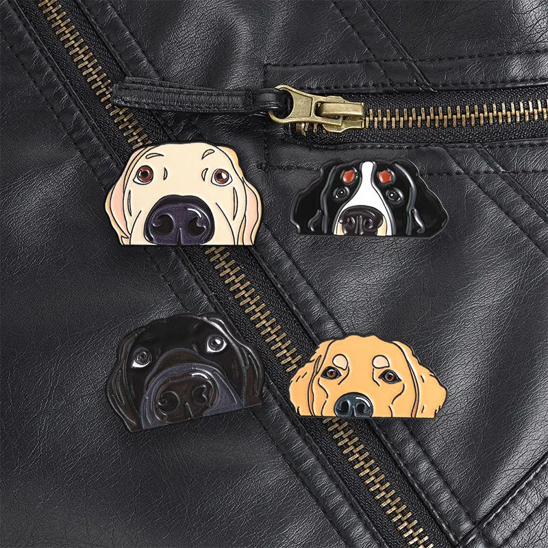 Pin de esmalte con cabeza de Labrador color crema, broche con cara de perro adorable y pelaje ligero para amantes de los perros y estilo casual diario