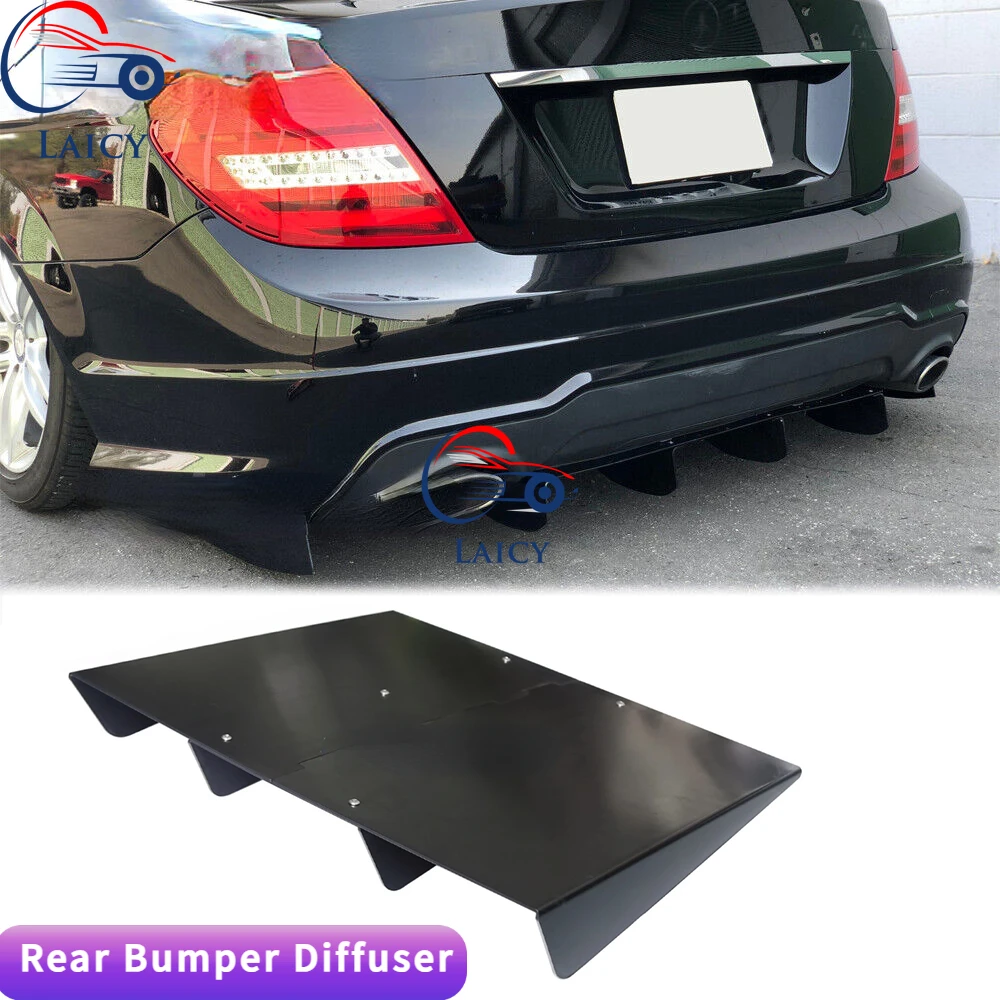 LAICY For W204 W205 W218 C300 C63 CLS63 Rear Bumper Diffuser 4-Fin Spoiler Lower Lip Splitter Lower Chin Fins Car Body Kits