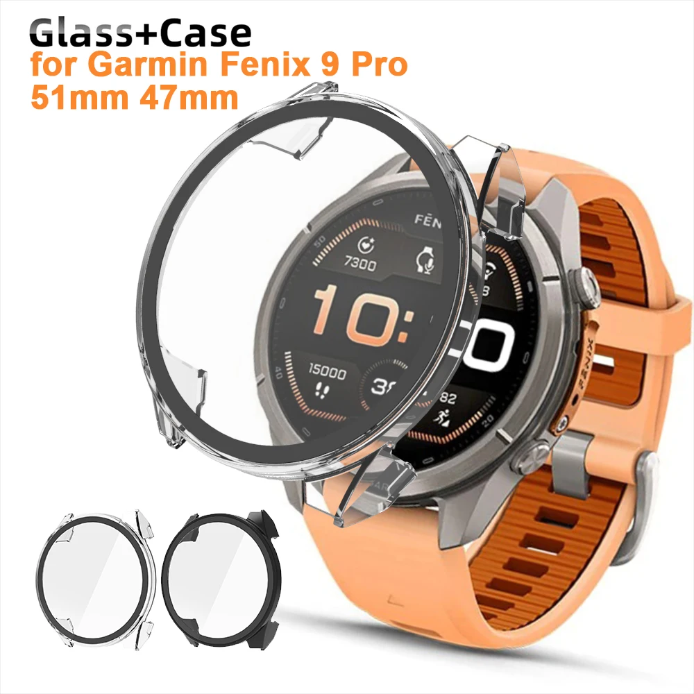 Case+Glass for Garmin Fenix 9 Pro 51mm 47mm Smartwatch Hard PC Bumper Anti-scratch Protective Cover Screen Protector Accessories
