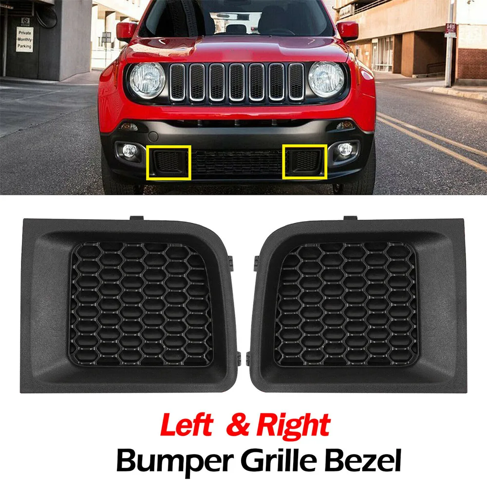 

Left + Right Front Bumper Lower Grille Bezel Cover 5XB62LXHAA 5XB63LXHAA for 2015-2017 Jeep Renegade