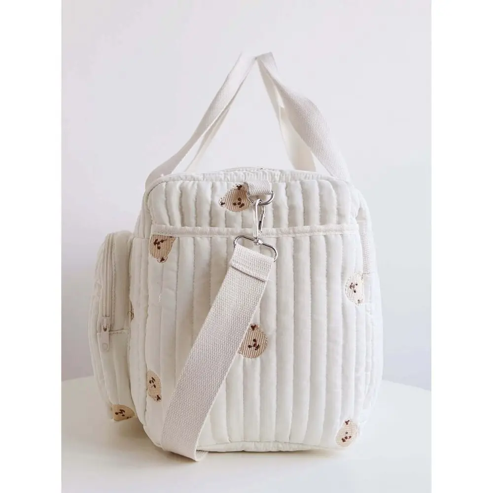 

Cute Little Bear Embroidered Diaper Bag Lightweight Practical Mommy Bag Leisure with Shoulder Strap Handbag for Travel Outdoor