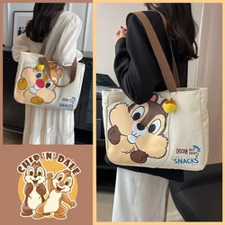 Disney Chip Dale damska torba na ramię koreańska kreskówka płócienna damska torebka na co dzień duże torba z rączkami wielokrotnego użytku torba na zakupy o dużej pojemności