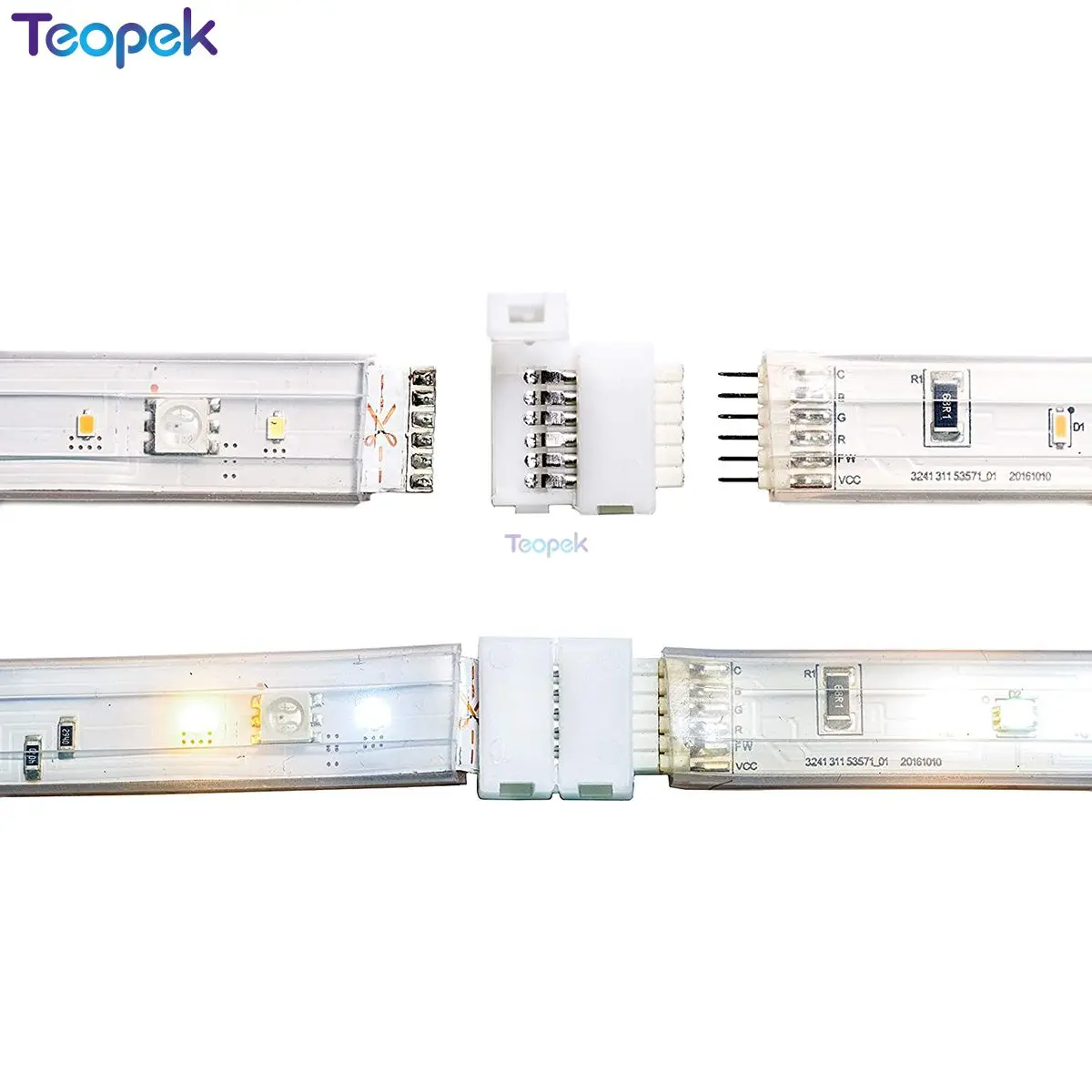 5pcs 6Pin to Cut-End Connector, Stanard 6-PIN V3 2.0 Version for HUE lightstrip RGB+CCT 12mm PCB LED Strip