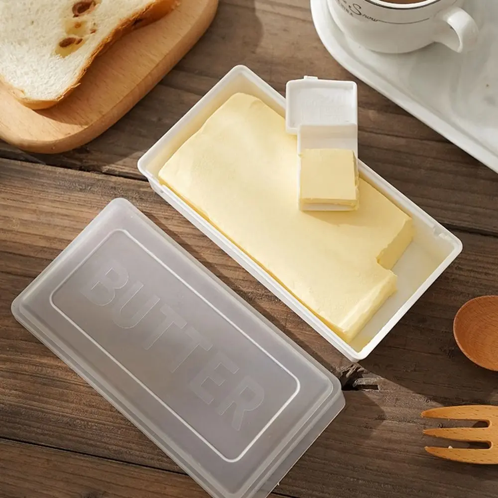 Practical Plastics Butter Cut Storage Box Dustproof Fresh-keeping Butter Dish Reusable with Cutter Slicer Butter Box Countertop